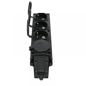 Колодка MultiSet 4х розетка 2К+З 16А/250В IP44 каучуковая черн. SE MST4104BK