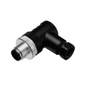 Вилочный разъем M12A08MPAFWSR608001, Вилочный разъем на кабель, 8 полюсов, M12, угловой, A-Code, диаметр кабеля: 6,0-8,0 мм, 2А, 30V, корпус из пластика, резьбовое соединение: цинк