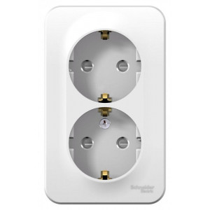 Розетка 2-м ОП Blanca 16А IP20 250В с заземл. защ. шторки бел. SE BLNRA011201