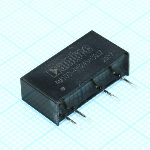 AM1DS-0524SH30JZ, DC/DC, 1Вт, вход 4.5…5.5В, выход 24В/0.004…0.042А, изоляция 3000В DC, КПД 85%, максимальная емкостная нагрузка не более 220мкФ, SIP7, 19.65x6x10.16мм, -40…105°C, пластик
