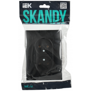 SKANDY Розетка 2-местная без заземления без защитных шторок 10А в сборе SK-R10Bl черный IEK SK-R20-10-K02-F