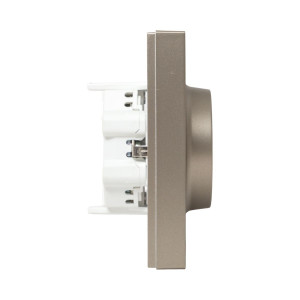 Механизм розетки двойной, 16А, с заземлением, со шторками, с рамкой, шампань Эпика EKF UP1-SOC-211