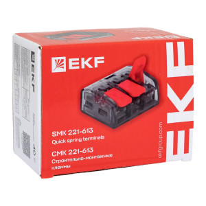 Строительно-монтажная клемма СМК 221-612 с рычагом 2 отверстия 0.5-4.0(6) мм2 EKF PROxima plc-smk-221-612