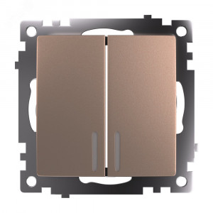 Выключатель 2-клавишный c индикатором (механизм) 250В, 10А, серия Катрин, шампань 39593