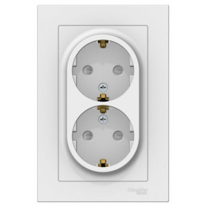 Розетка двойная AtlasDesign с заземл. со шторками 16А в сборе лотос SE ATN001326