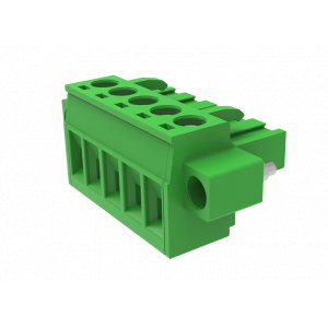 Розеточный разъем на кабель MC-RBT5.0H02C-K-0001, Розеточный разъем, прямой, на кабель, шаг: 5.0 мм, 2 полюса, фиксация провода винтовая, исполнение: с монтажными фланцами, 320V, 18A, цвет: зеленый