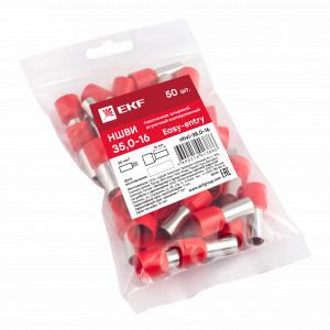 Наконечник штыревой втулочный изолированный НШвИ 35,0-16 (50шт.) PROxima nhvi-35.0-16