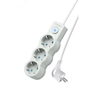 Удлинитель 3х5м ПВС 3х0.75 с защ. шторк. с заземл. IP20 с выкл. 220В 10А 2200Вт бел. YKsm5m-3g-Z-V10A-W