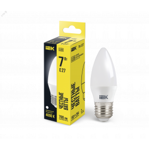 Лампа светодиодная Eco 7Вт C35 свеча 4000К нейтр. бел. E27 230В LLE-C35-7-230-40-E27