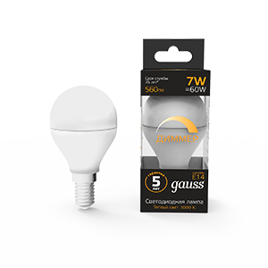 Лампа LED Globe-dim E14 7W 3000К диммируемая 1/10/100 105101107-D