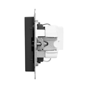Механизм розетки, 16А, с заземлением, без шторок, ч-рный Эпика EKF UP1-SOB-110