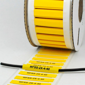 Маркер плоский MFSS-2X-4-40-Y, Маркер термоусадочный, для маркировки и изоляции проводов и кабелей, длина 40 мм, диаметр провода: 4 - 2 мм, цвет желтый, для принтера: RT200, RT230, в упаковке 900 маркеров