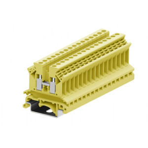 Проходная клемма 302997, Проходная клемма, тип фиксации провода: винтовой, номинальное сечение: 2,5 мм кв., 24A, 800V, ширина: 6,1 мм, цвет: желтый, тип монтажа: DIN35