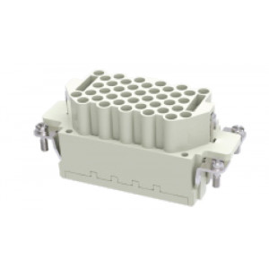 Розеточная контактная вставка DEEE-040-FC, Розеточная контактная вставка, обжимная фиксация, 40 полюсов + PE, типоразмер 16B, 500V, 16A, (обжимные контакты поставляются отдельно)