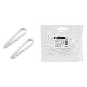 Дюбель-хомут ДХК-10 для круглого кабеля 5-10мм нейлон белый (100шт) SQ0539-0001