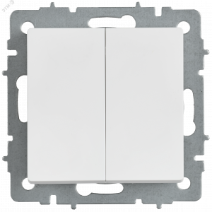 BRITE Выключатель 2-клавишный проходной 10А ВС10-2-6-БрАБ арктический белый IEK BR-V22-0-10-K91