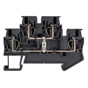 Этажная клемма WKF 1,5 E2/VB/35, Этажная клемма, 2 этажа, межэтажное соединение, тип фиксации провода: пружинный, номинальное сечение: 1.5 мм кв., 17,5A, 500V, ширина: 4 мм, цвет: черный, тип монтажа: DIN35