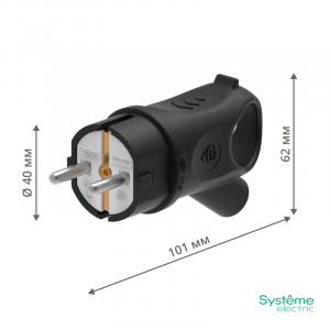 Вилка MultiSet 2К+З 16А/250В IP44 угловая каучуковая черн. SE MST1102BK