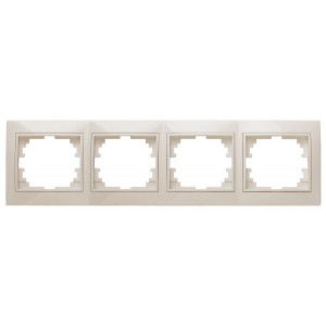 Рамка для розеток и выключателей Plano 1-504-02 на 4 поста горизонтальная, СУ, слоновая кость Б0027630