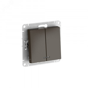 ATLASDESIGN 2-клавишный ВЫКЛЮЧАТЕЛЬ с подсветкой ,сх.5а, 10АХ, быстрозажимные клеммы, МОККО ATN000653S