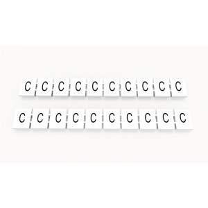 Маркировка (в кассетах) ZB8-10P-19-92Z(H), Кассета с маркировочными шильдиками, для клемм сечением 6 мм.кв., верхняя, 10 шильдиков, нанесенные символы: C, с вертикальным расположением, размер шильдика: 7,45 x 10,7 мм, цвет: белый