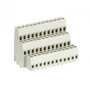 Клемма Wiecon 8191 D/ 12/36 OB, Клемма, 3 этажа, горизонтальный подвод кабеля, на плату, шаг: 5.0 мм, 36 полюсов, фиксация провода винтовая, исполнение: с маркировкой, 300V, 16А, цвет: серый