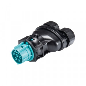 Сплиттер на кабель RST20I5S B1 ZRYS A TB04, Сплиттер, розеточный разъем на кабель диаметром 10-14 мм, 5 полюсов, тип фиксации провода: винтовой, номинальные характеристики: 250/400V, 20A, цвет корпуса: черный, цвет контактной вставки: бирюзовый, серия RST Classic