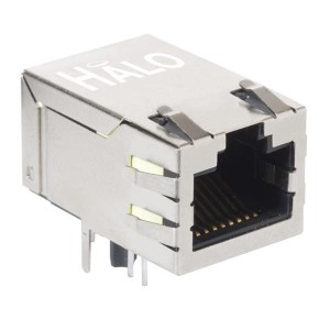 HFJT1-PPE50RL, Модульные соединители / соединители Ethernet 100BASE-T 1x1 Tab Up RJ45 w/MAG PIP EXT
