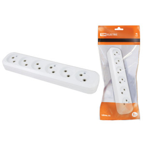 Колодка розеточная 6 гнезд 2П б/з 10А 250В белая SQ1806-0038