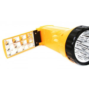 Фонарь аккумуляторный LED3819CSM 9LED + 12SMD 2 режима аккум. SLA 220В желт. 12102/ 12860