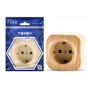 Розетка 1-м ОП Frea 16А IP20 250В с заземл. АБС-пластик сосна TKE-FR-R1Z-C25