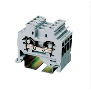 Проходная клемма JUT3-2.5W-GY, Проходная клемма, тип фиксации провода: пружинный, номинальное сечение: 2,5 мм кв., 24A, 800V, ширина: 5 мм, цвет: серый, тип монтажа: DIN35