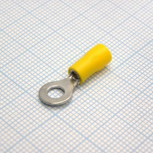 RV1.25-4L  Yellow, наконечник кабельный кольцевой с изоляцией d=4.3мм, сеч. пров.0.5-1.5мм2