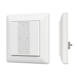 INTELLIGENT ARLIGHT Панель DALI-223-2K-D2-IN (BUS, Free purpose) 032503, Встраиваемая кнопочная белая пластиковая панель для работы по протоколу DALI-2. Две кнопки свободного функционала. Назначение кнопок задается в мастер-контроллере серии DALI-LOGIC-x. Питание от шины DALI (4 мА).