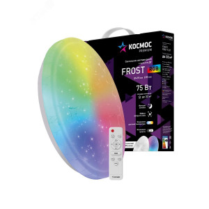 Светильник светодиодный PREMIUM FROST-RGB 75Вт 230В 3000-6500К 4400лм IP40 495х85мм настенно-потолоч. управляемый с пультом ДУ с RGB подсветкой КОСМОС KSFrosRGB75W