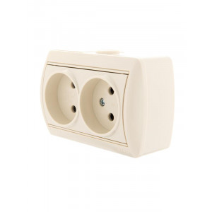 Розетка 2-м ОП Nata 16А IP20 без заземл. керамика крем. 710-0300-128
