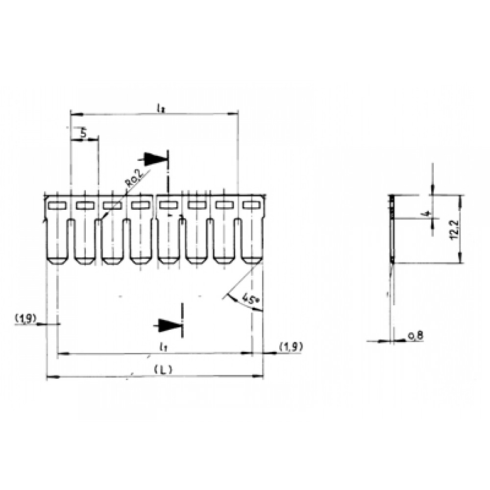 Изображение товара Соединительный мостик VB WK 2,5 KO - 20 полюсов для клемм WK 2,5-4 KOI/U