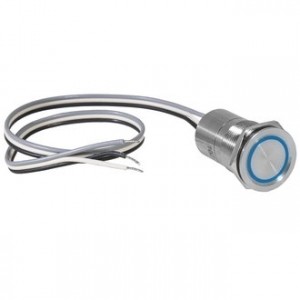 TS19-11ZC/B/S OFF-ON, Кнопка сенсорная, с фиксацией, подсветка синяя кольцевая, 1А 5-36В, IP68