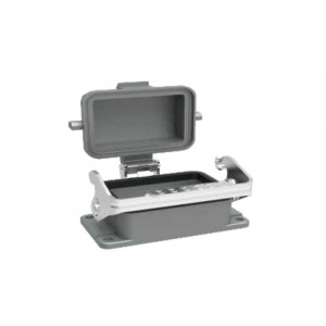 Открытое основание разъема D16B-BK-1L-MCV, Основание разъема на панель, открытое, типоразмер 16B, с уплотнителем, с одной защелкой, с защитной крышкой, материал корпуса: алюминиевый сплав