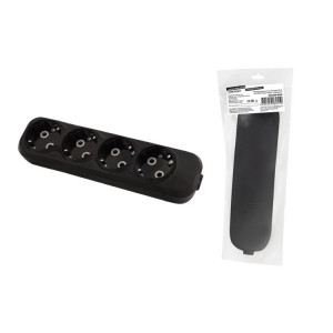 Колодка розеточная 4 гнезда 2П+3 16А 250В черная серии " Народная" SQ1806-0429