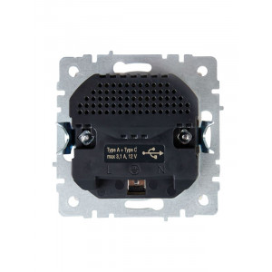 Розетка BRITE РЮш11-1-БрКр 16А с USB A+C 18Вт с заземл. защ. шторки беж. BR-R14-16-U22-018-K10