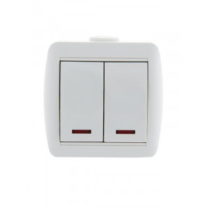 Выключатель 2-кл. ОП Nata 10А IP20 с подсветкой бел. 710-0200-112