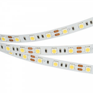 Лента RT 2-5000 12V White6000 2x (5060, 300 LED, LUX) 012339(B), Гибкая лента LUX, светодиоды smd 5060, 60шт/м (300шт на 5м), белая плата 10мм, скотч 3М. Цвет БЕЛЫЙ 5800-6500K. Питание 12V, мощность 14.4 Вт/м (72 Вт на 5м), угол 120°, цветопередача CRI>85. Размеры 5000х10x2.2мм. Мин.отрезок 50мм, 3 светодиода. Цена за
