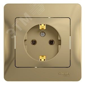 Розетка 1-м СП Glossa 16А IP20 с заземл. в сборе титан SE GSL000442