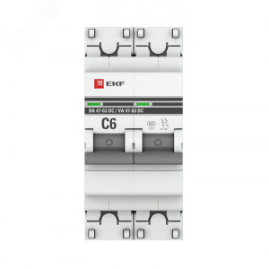 Выключатель автоматический модульный 2п C 6А 6кА ВА 47-63 DC PROxima EKF mcb4763-DC-2-06C-pro
