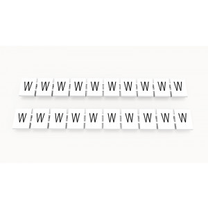 Маркировка (в кассетах) ZB8-10P-19-30Z(H), Кассета с маркировочными шильдиками, для клемм сечением 6 мм.кв., верхняя, 10 шильдиков, нанесенные символы: W, с вертикальным расположением, размер шильдика: 7,45 x 10,7 мм, цвет: белый