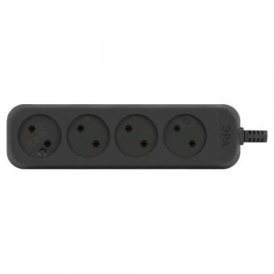 Колодка удлинителя 4-м без заземл. черн. KX-4-B Б0061705