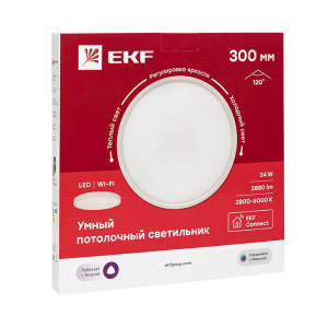 Умный потолочный светильник 300 мм 24W EKF Connect(кр.1шт) [sclwf-300-cct]