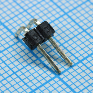 DS1022-1X2RDF11-B, Соединитель штыревой, вилка на плату однорядная угловая, 2pin(1x2), шаг 2.54мм (A=3mm, B=6mm, C=6.07mm), тип - D