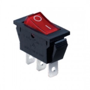 RK1-17 1X1N B/R"0-", Выключатель клавишный ON-OFF с подсветкой цвет корпуса (черный) цвет кнопки (красный)